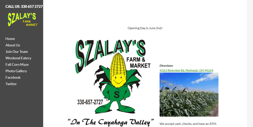 Homepage of Szalays Farm and Market /
Link: szalaysfarm.com