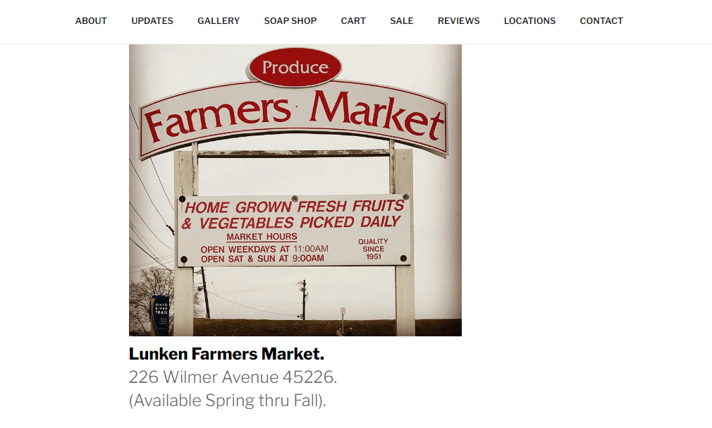 Homepage of Lunken Farmers Market / Link: fairwayfarmsorganic.com