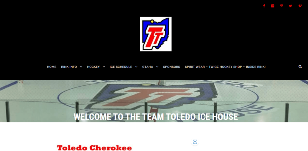 Homepage of Team Toledo Ice House / Link: teamtoledoicehouse.com