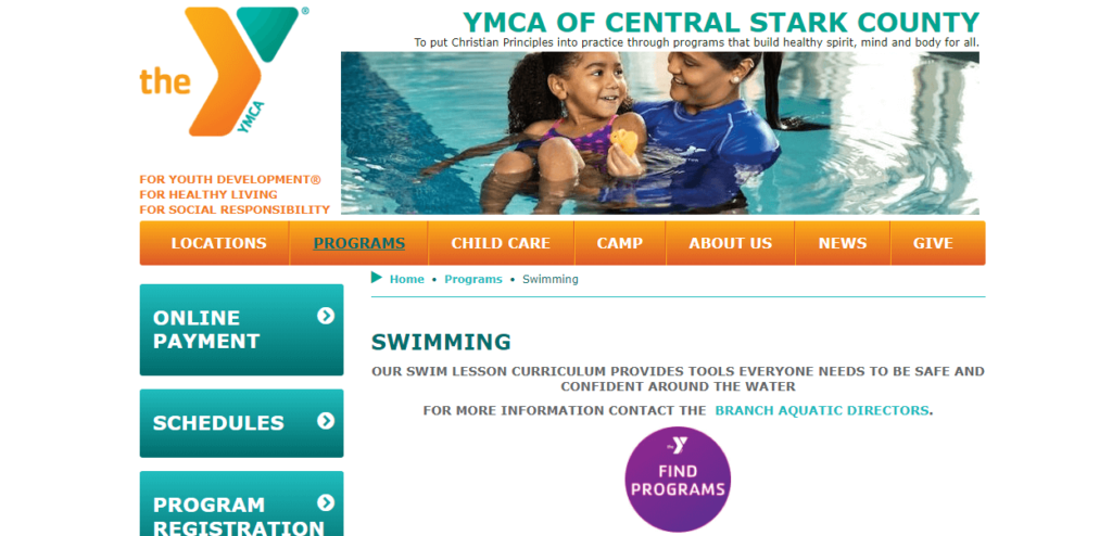 Homepage of 4YMCA Dogwood Pool / Link: ymcastark.org