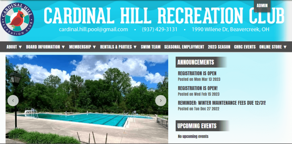 Homepage of Cardinal Hill Recreation Club /
Link: cardinalhillrec.org
