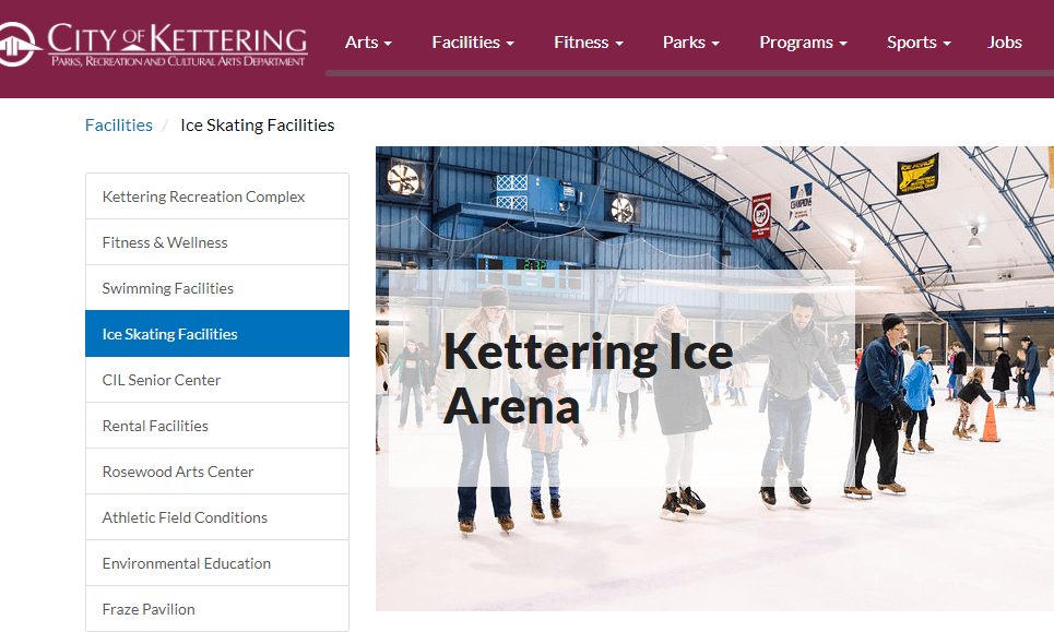 Homepage of Kettering Ice Arena /
Link: playkettering.org