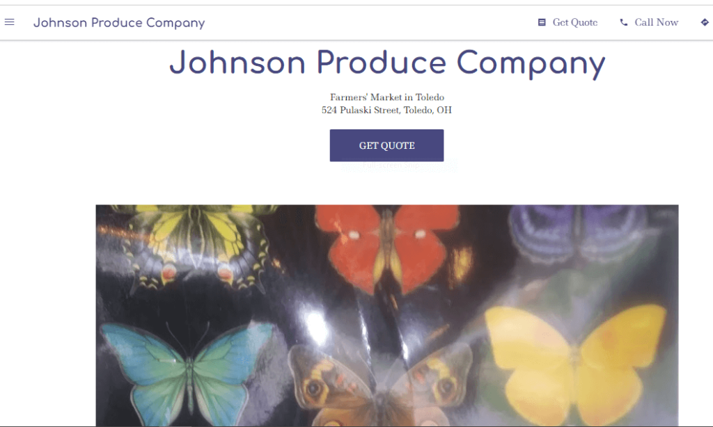 Homepage of Johnson Produce Company /
Link: johnson-produce-company.business.site