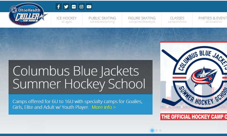 Homepage of Ohio Health Ice Haus / Link: thechiller.com