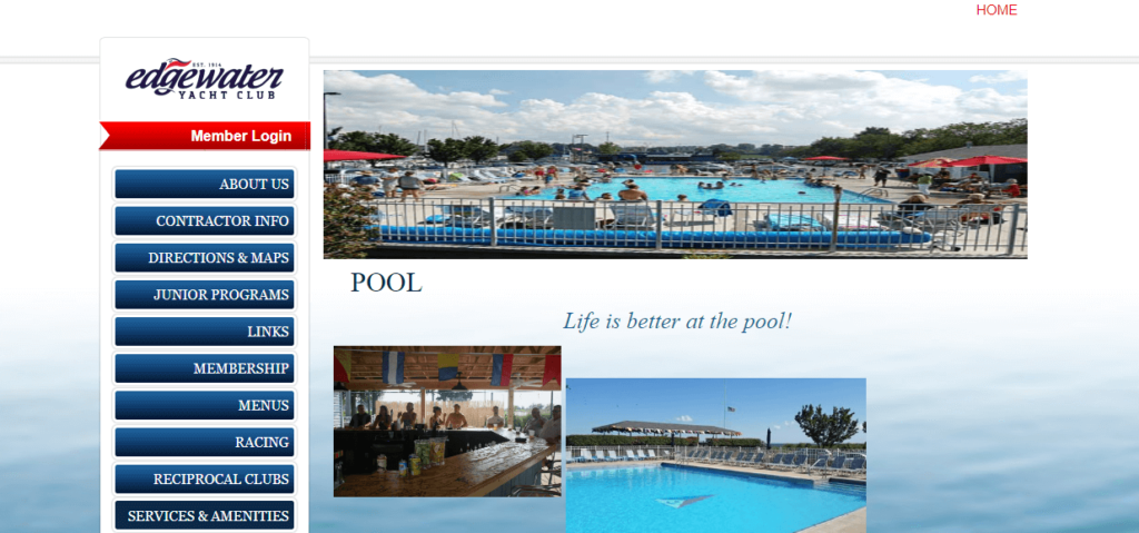 Homepage of Edgewater Yacht Club Pool /
Link: eycweb.com